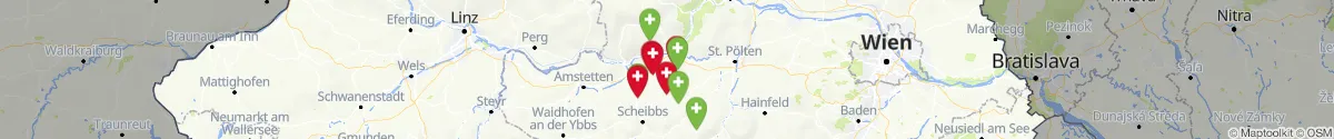 Kartenansicht für Apotheken-Notdienste in der Nähe von Ruprechtshofen (Melk, Niederösterreich)